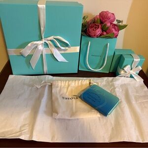 Tiffany & Co. Rare Tiffany Blue and dark blue zipped compact wallet